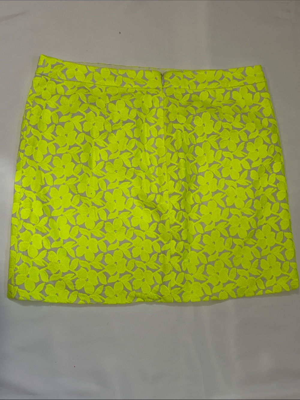 J. Crew Neon Yellow Floral Lace Skirt